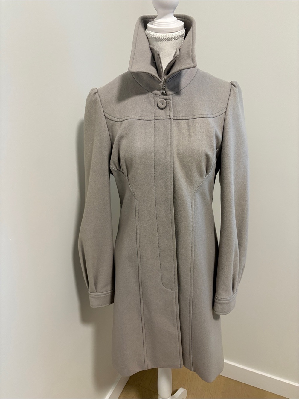 Anthropologie Light Gray Long Sleeve Wool Coat Dress